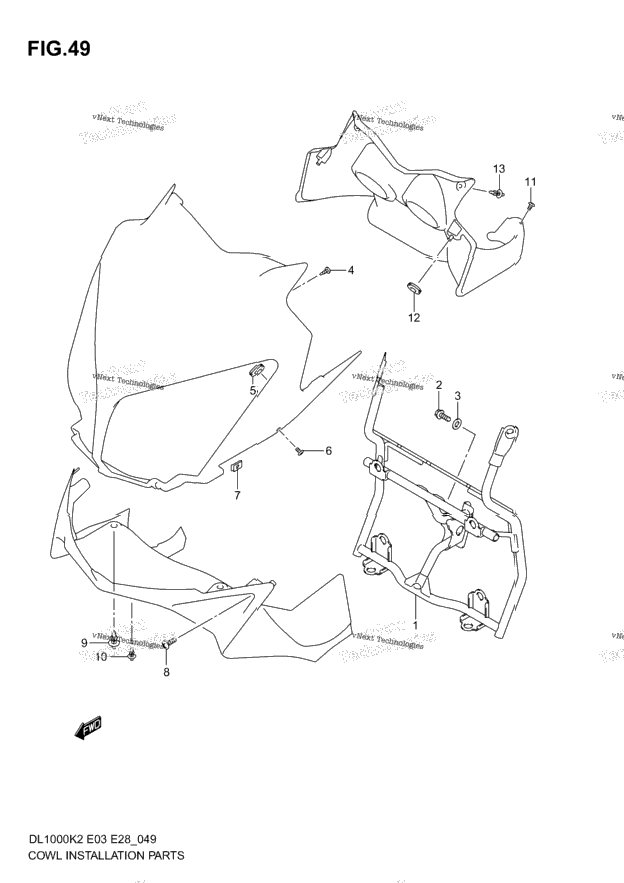 Cowl Body Installation Parts (Model K2/K3)