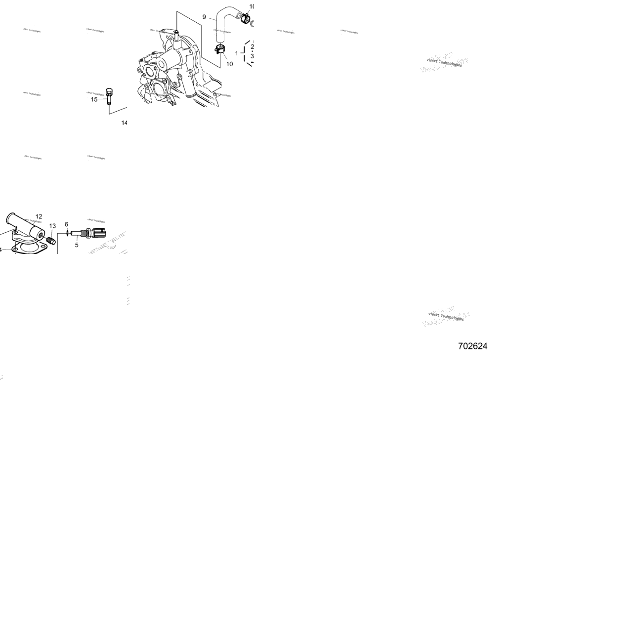 Engine, Water Flange And Thermostat K