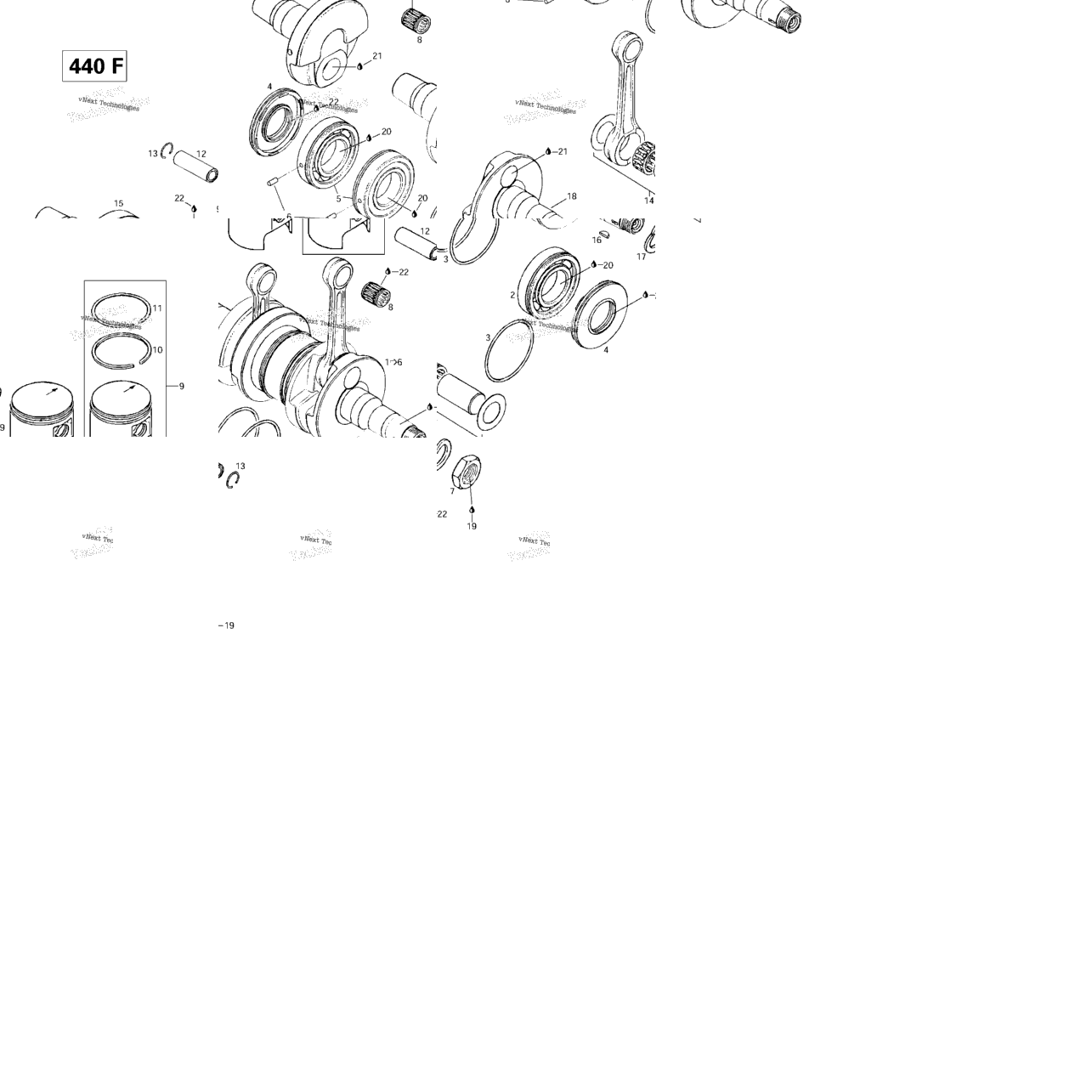 Crankshaft And Pistons (440F)