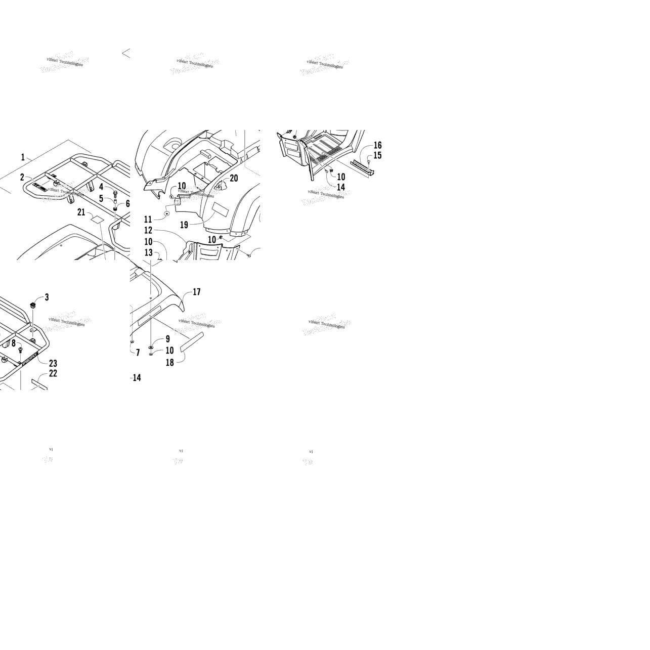 Rear Rack, Body Panel, And Footwell Assemblies