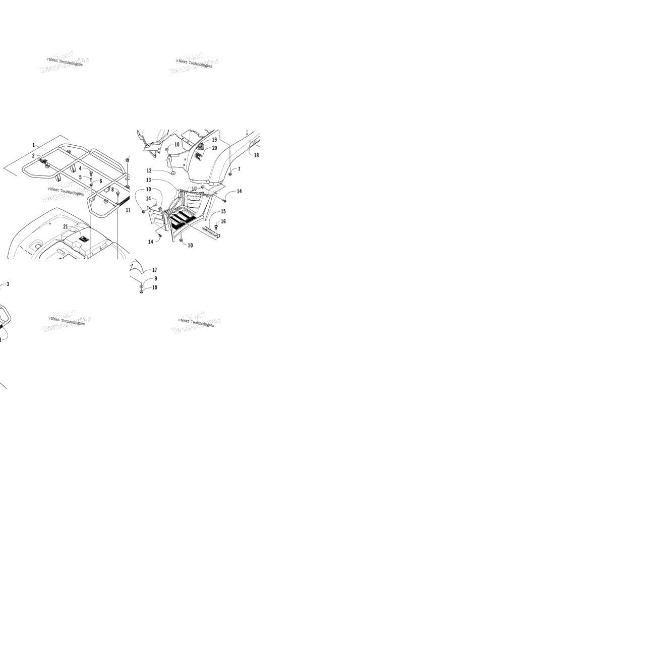Rear Rack, Body Panel, And Footwell Assemblies