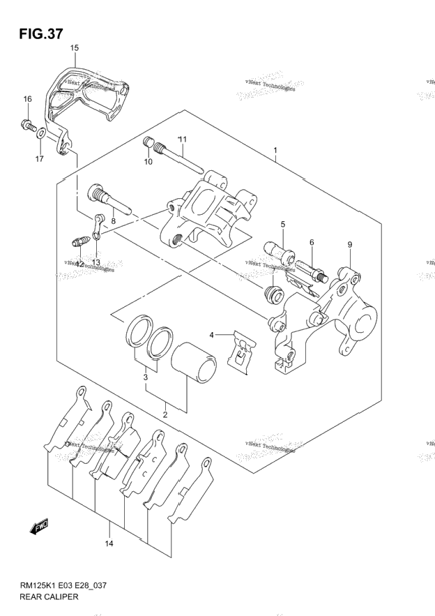 Rear Caliper (Model K1/K2/K3)