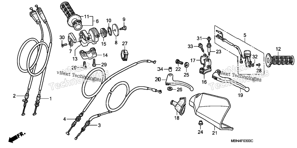 Handle Lever + Switch + Cable