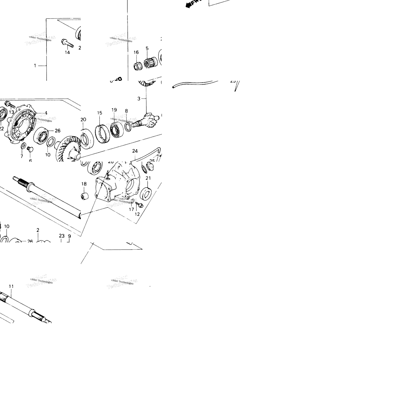 Final Driven Gear + Rear Axle Shaft