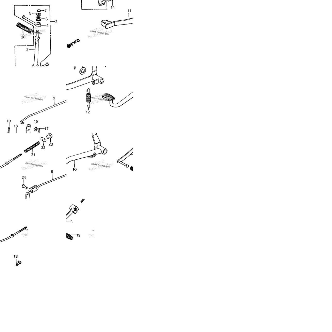Brake Pedal + Kick Starter Arm + Gearshift Pedal