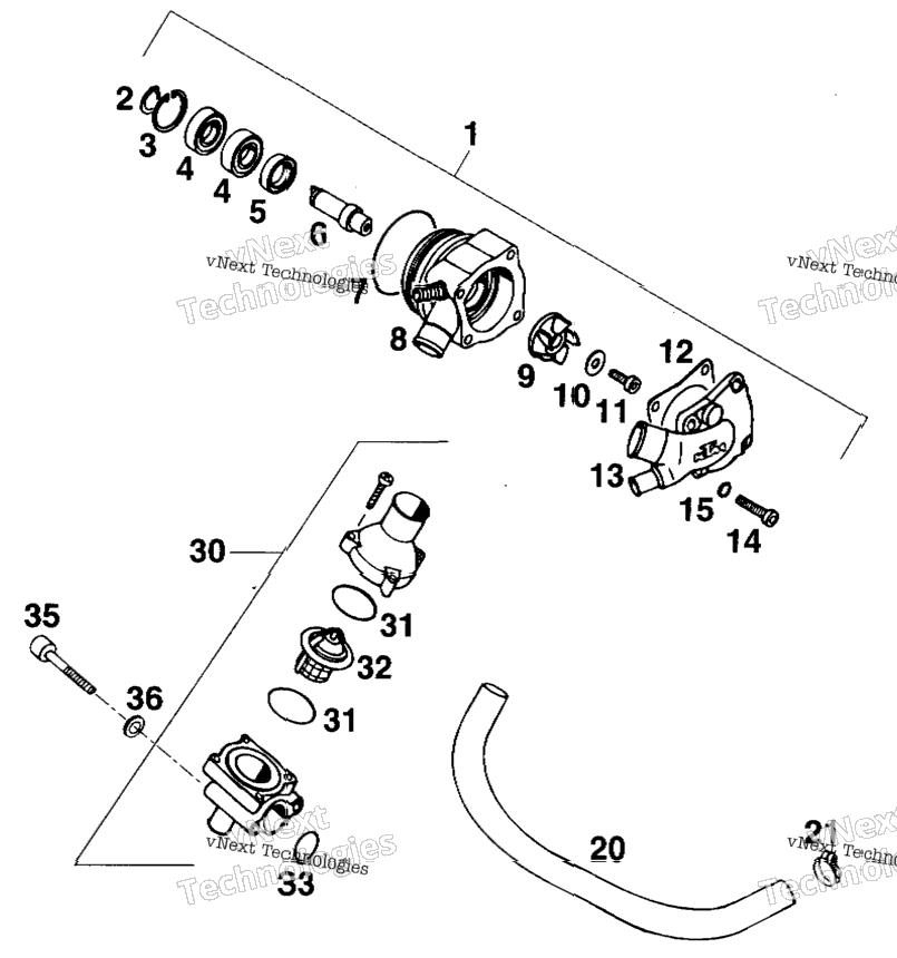 Waterpump, Thermostat