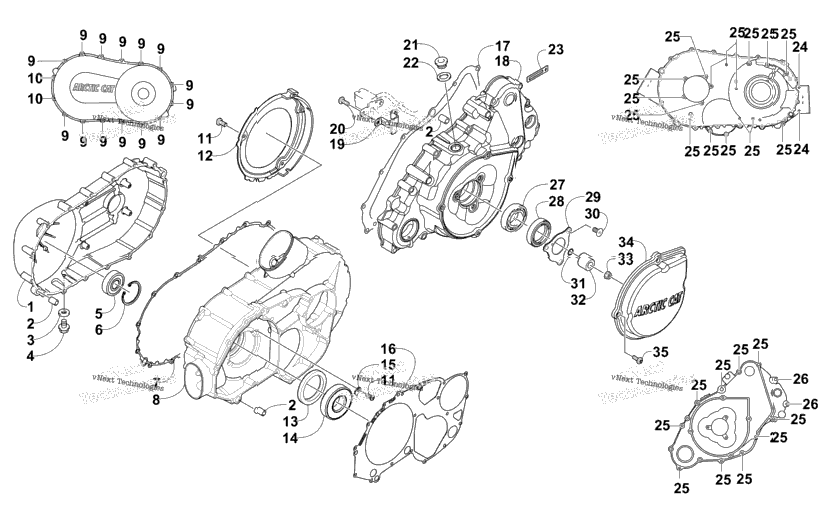 Clutch/V-Belt/Magneto Cover Assembly