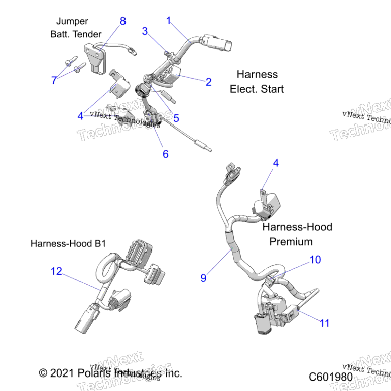 Electrical, Wire Harness, Hood, Elec. Start