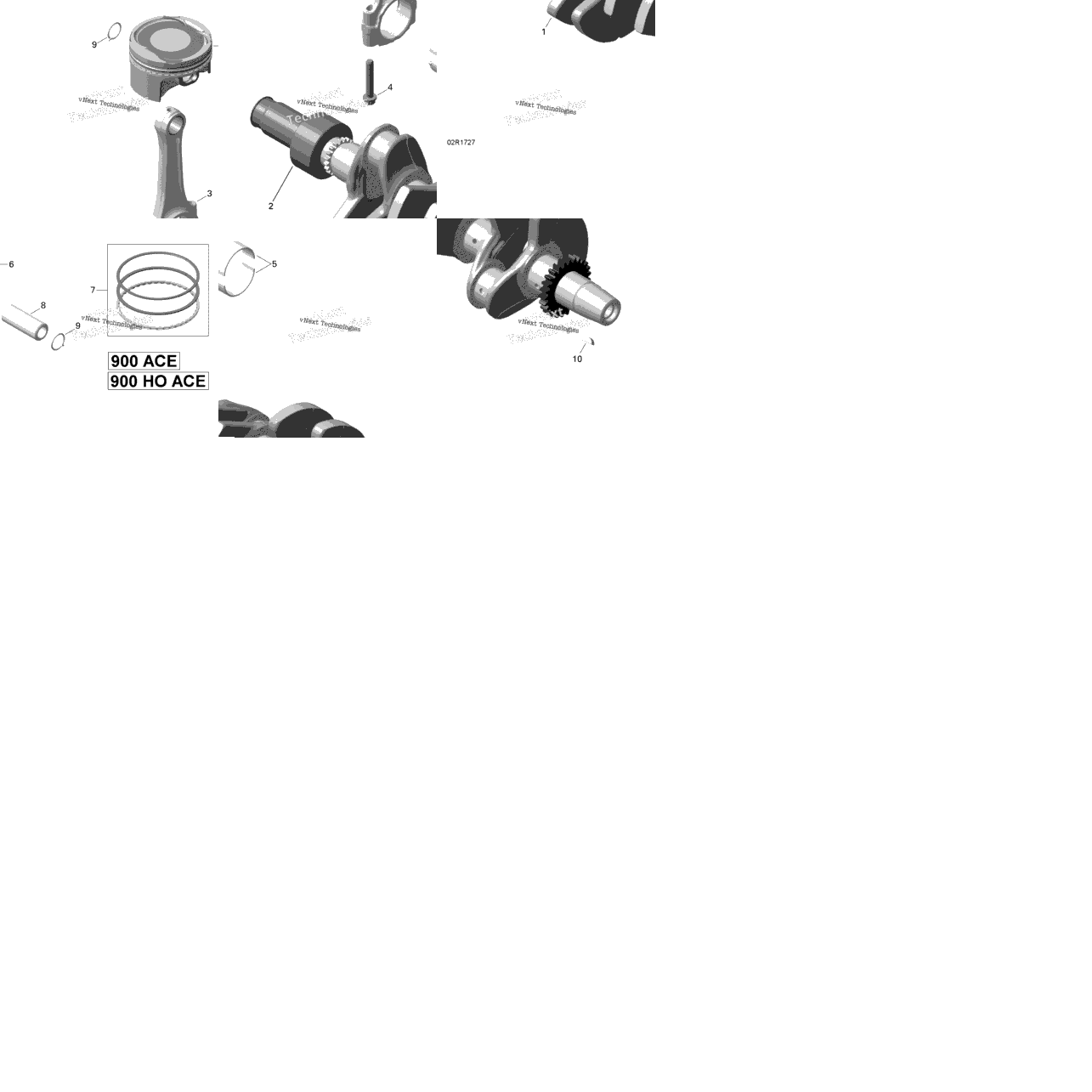 Crankshaft And Pistons - 900-900 Ho Ace