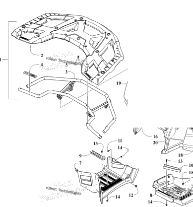 Rear Rack, Body Panel, Footwell, And Taillight Assemblies