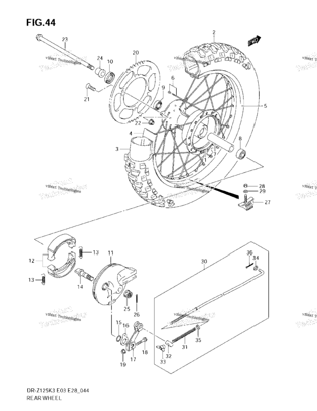 Rear Wheel (Dr-Z125lk3)