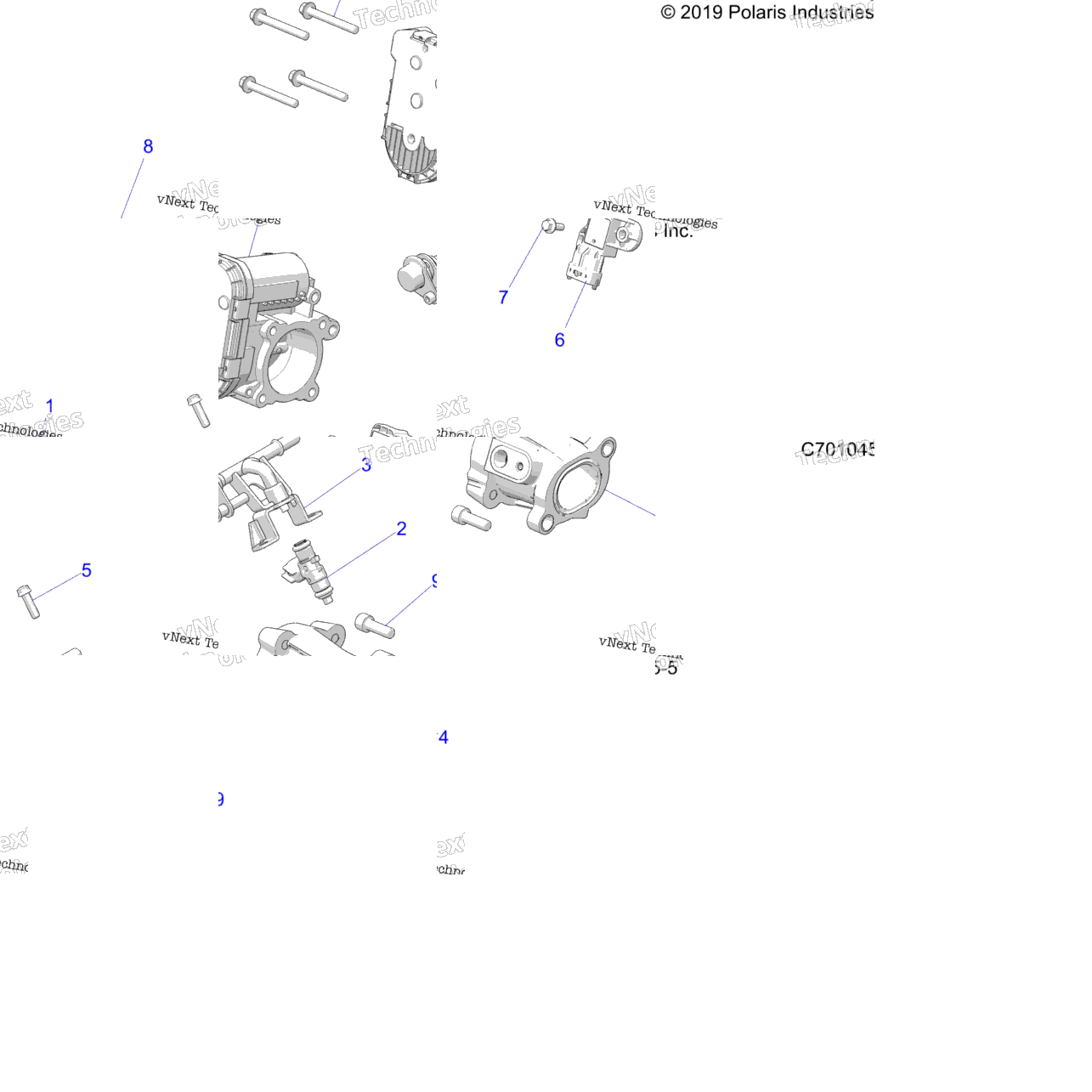 Engine, Throttle Body And Fuel Rail