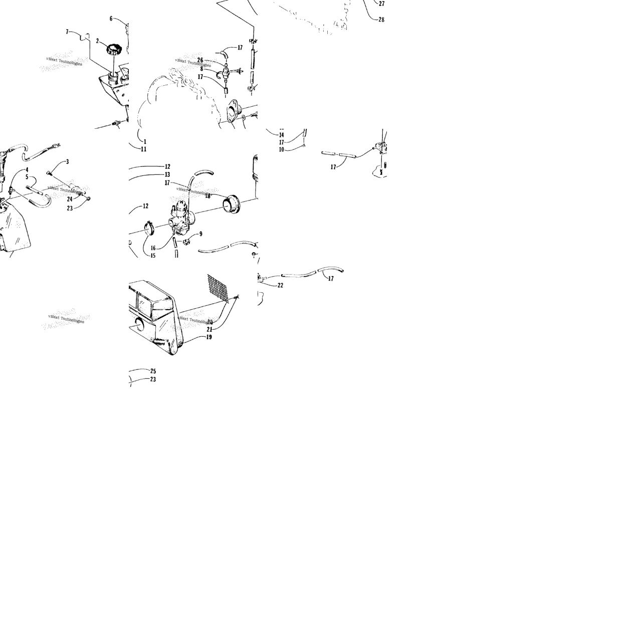 Oil Tank, Carburetor, Fuel Pump, And Silencer