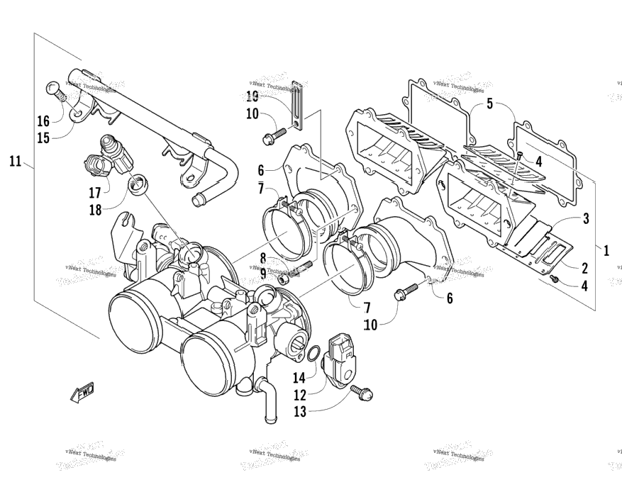 Reed Valve/Throttle Body Assembly
