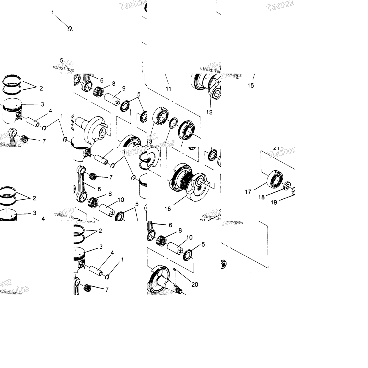Piston & Crankshaft Xlt 0950756, Xlt Sks 0950556, Xlt Sks Euro E950556 &