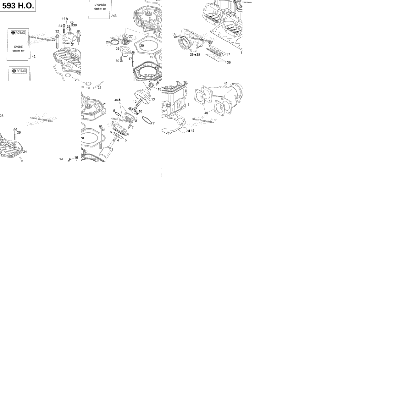 Cylinder, Exhaust Manifold And Reed Valve 593Ho