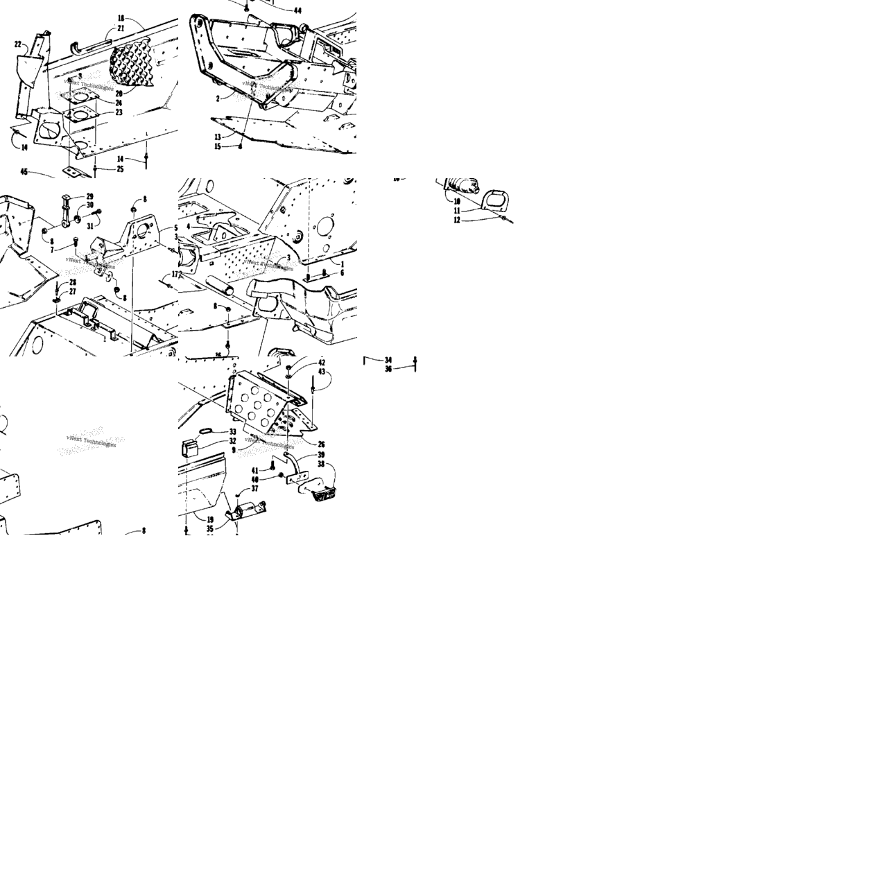 Front Frame, Belly Pan And Footrest Assembly
