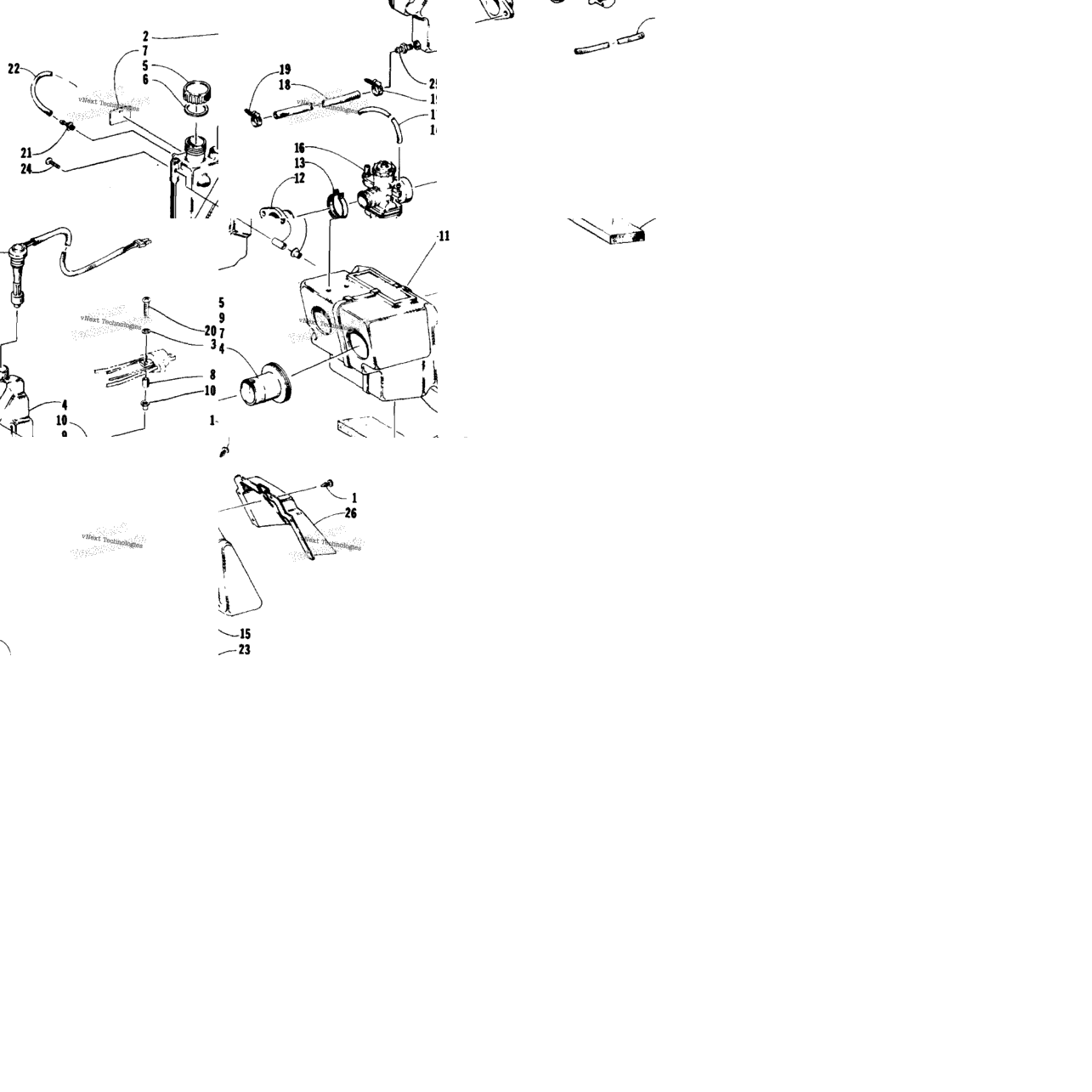Oil Tank, Carburetor, Fuel Pump, And Silencer