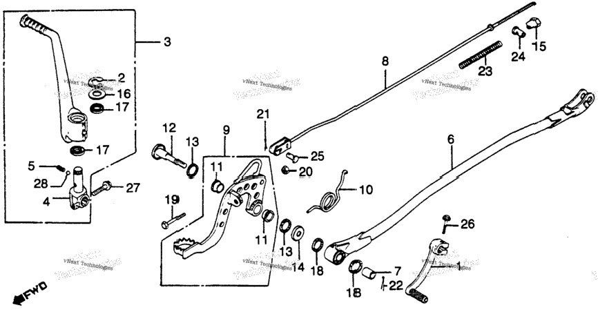 Change Pedal + Brake Pedal + Kick Starter Arm