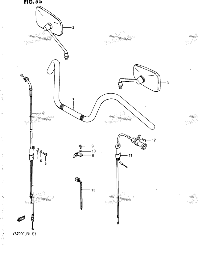 Handlebar - Control Cable (Vs700glpg/Glepg/Glph/Gleph)