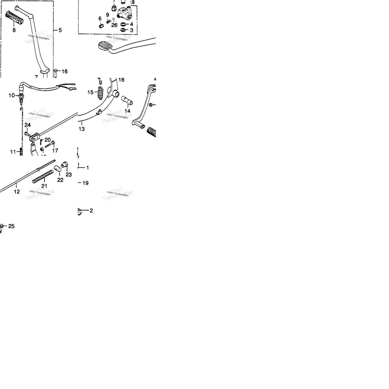 Brake Pedal + Change Pedal + Kick Starter Arm
