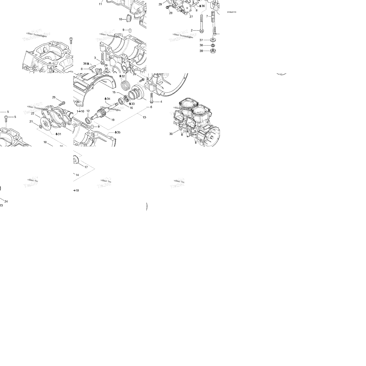 Crankcase, Water Pump And Oil Pump