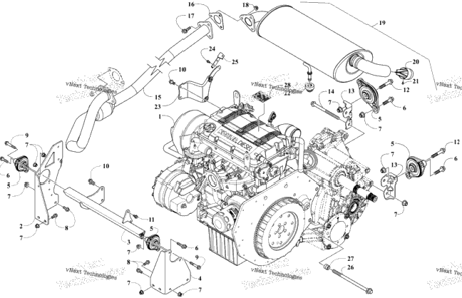 Engine And Exhaust Assembly