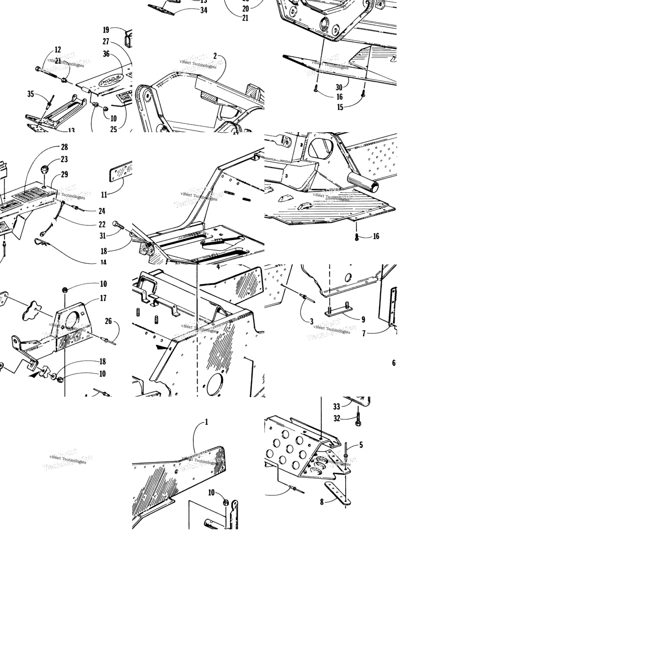 Front Frame, Footrest, And Guard Assembly