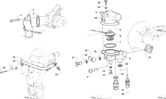 Water Inlet Flange/Thermostat/Hoses For Water Cooler