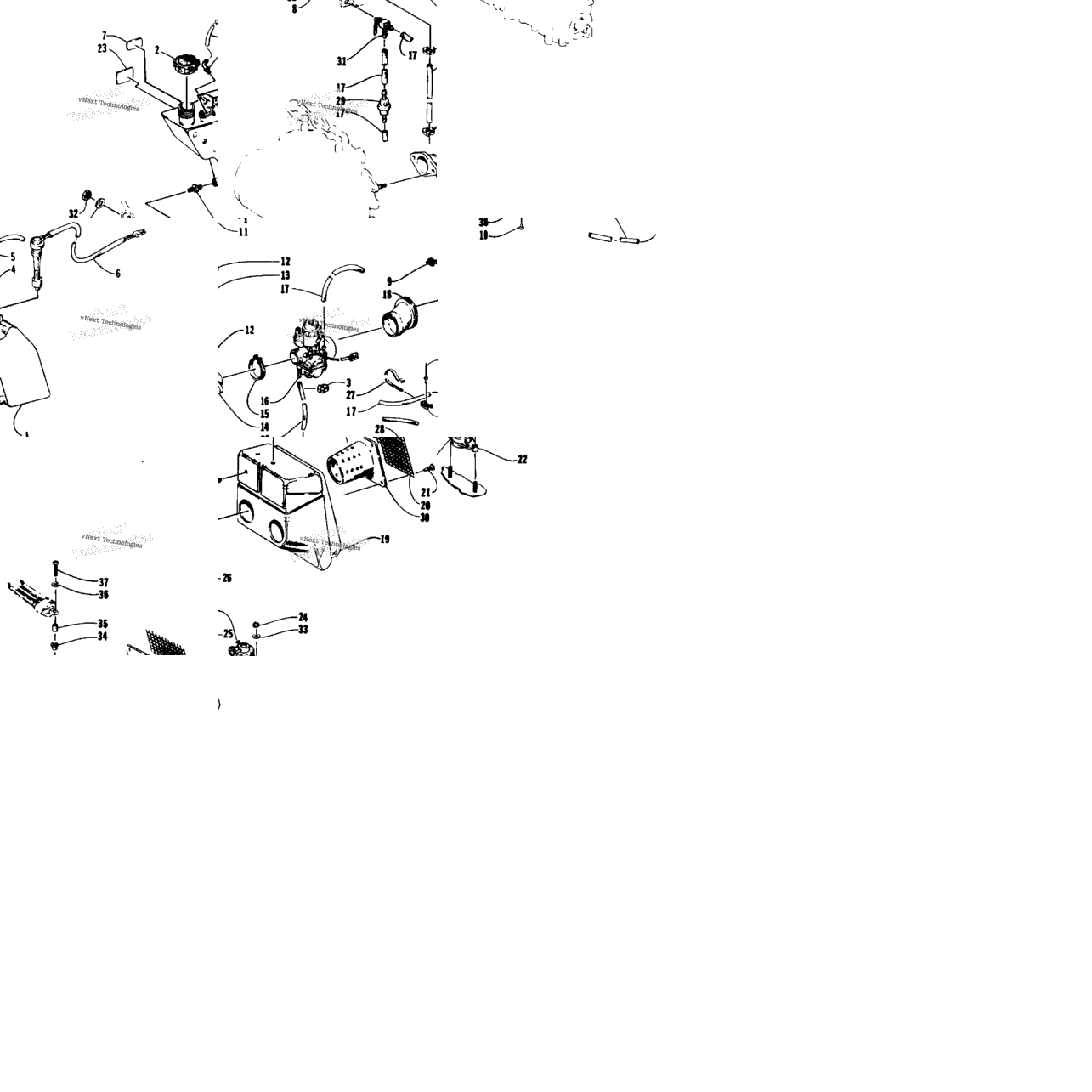 Oil Tank, Carburetor, Fuel Pump, And Silencer