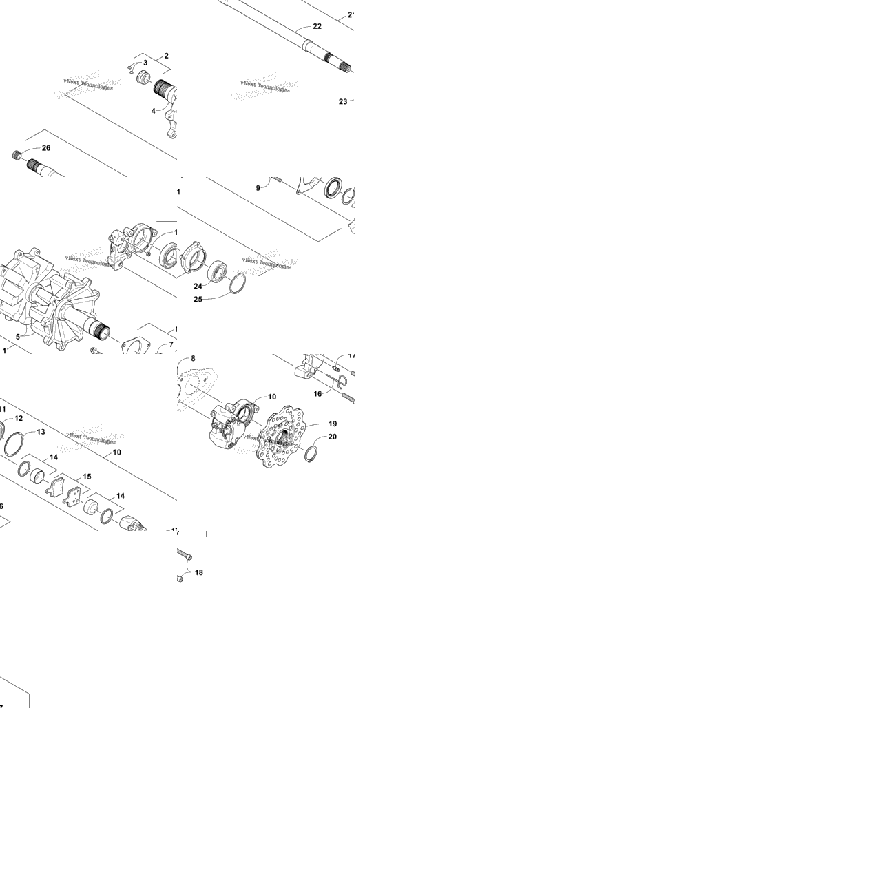 Drive Train Shafts And Brake Assemblies