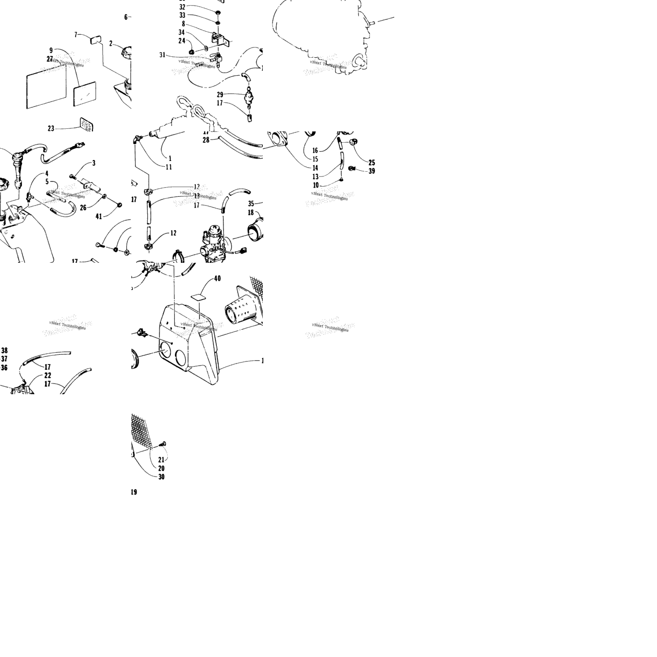 Oil Tank, Carburetor, Fuel Pump, And Silencer