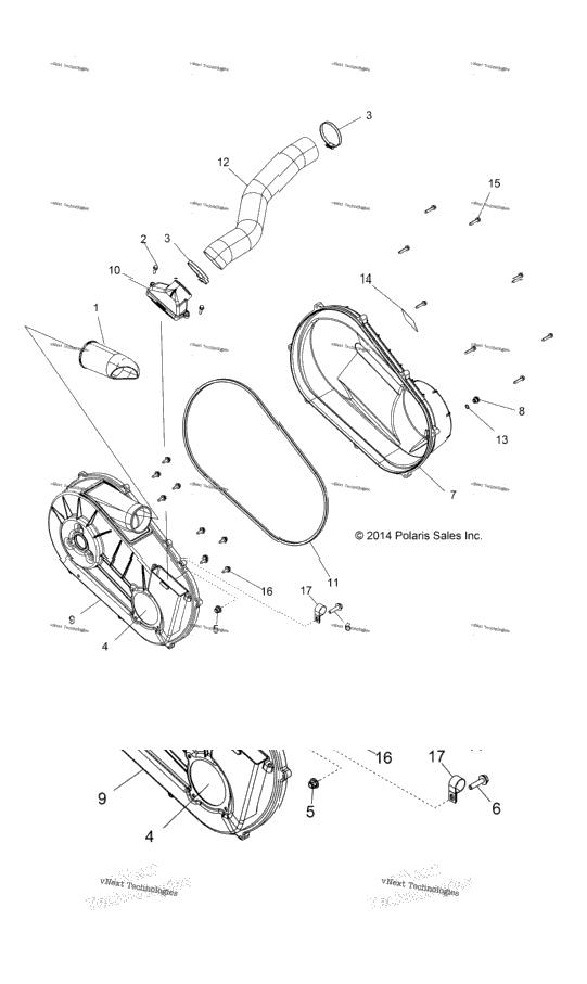 Drive Train, Clutch Cover & Ducting