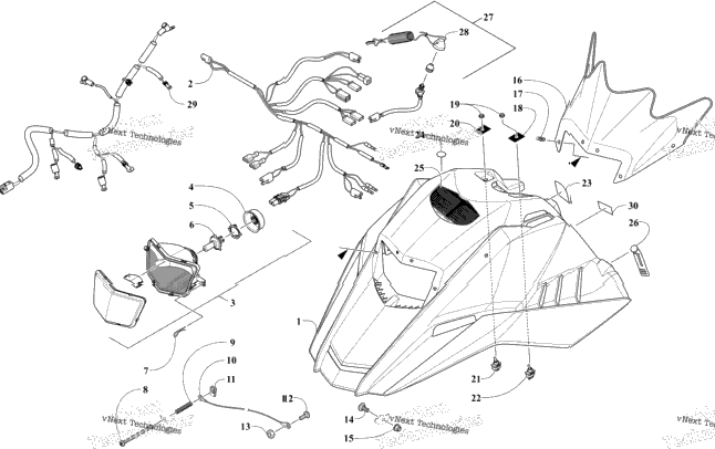 Hood, Headlight, And Windshield Assembly