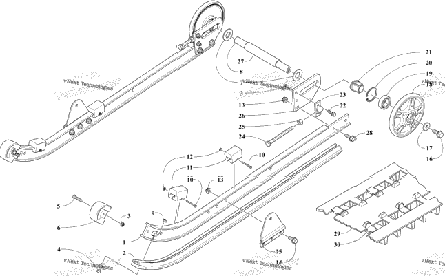 Slide Rail, Idler Wheels, And Track Assembly