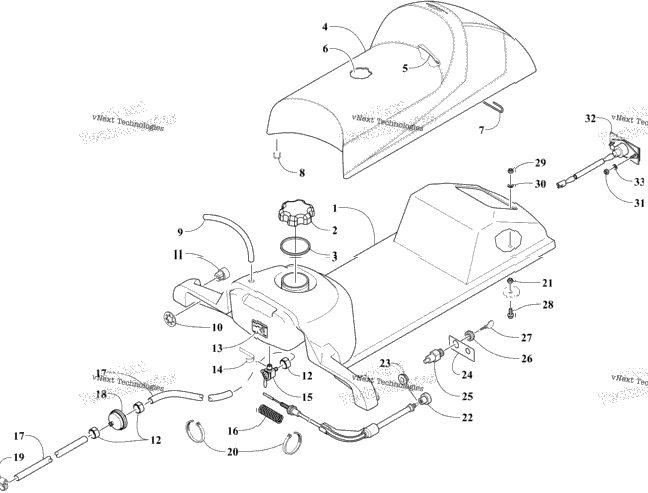 Gas Tank, Seat, And Taillight Assembly
