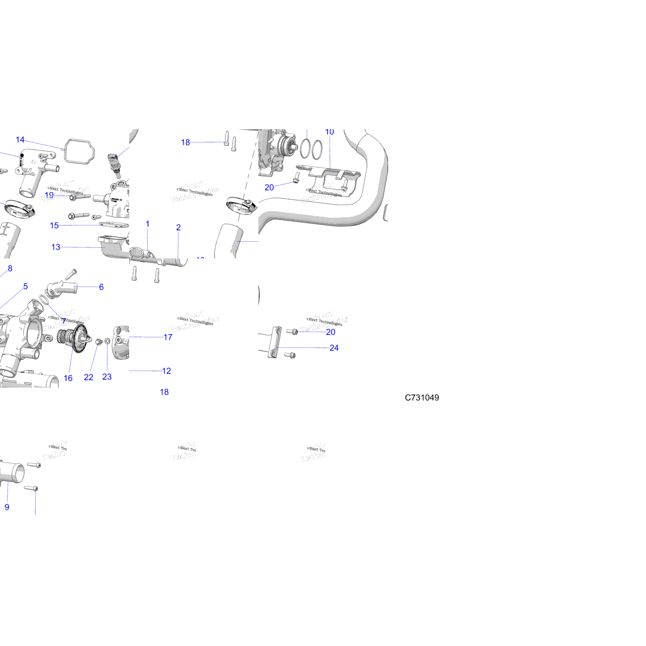 Engine, Coolant Pump And Thermostat