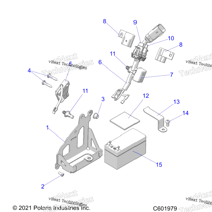 Electrical, Battery, Manual Start Power Up Components