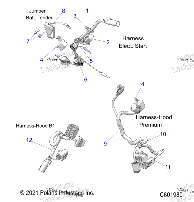 Electrical, Wire Harness, Hood, Elec. Start