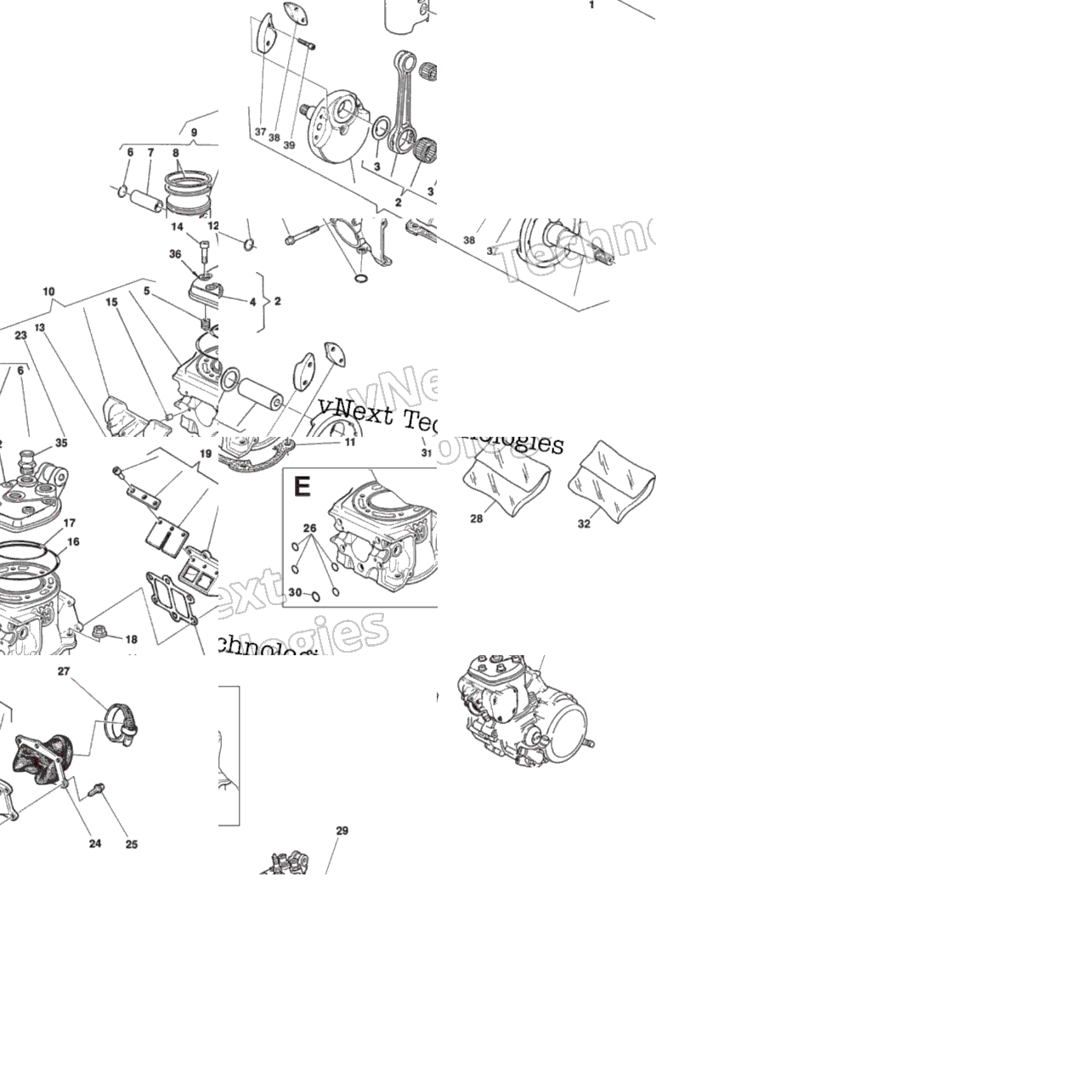 Cylinder Head, Cylinder, Piston, Crankshaft