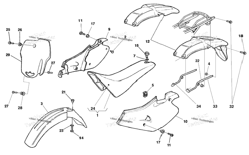 Side Panels, Fenders, Seat