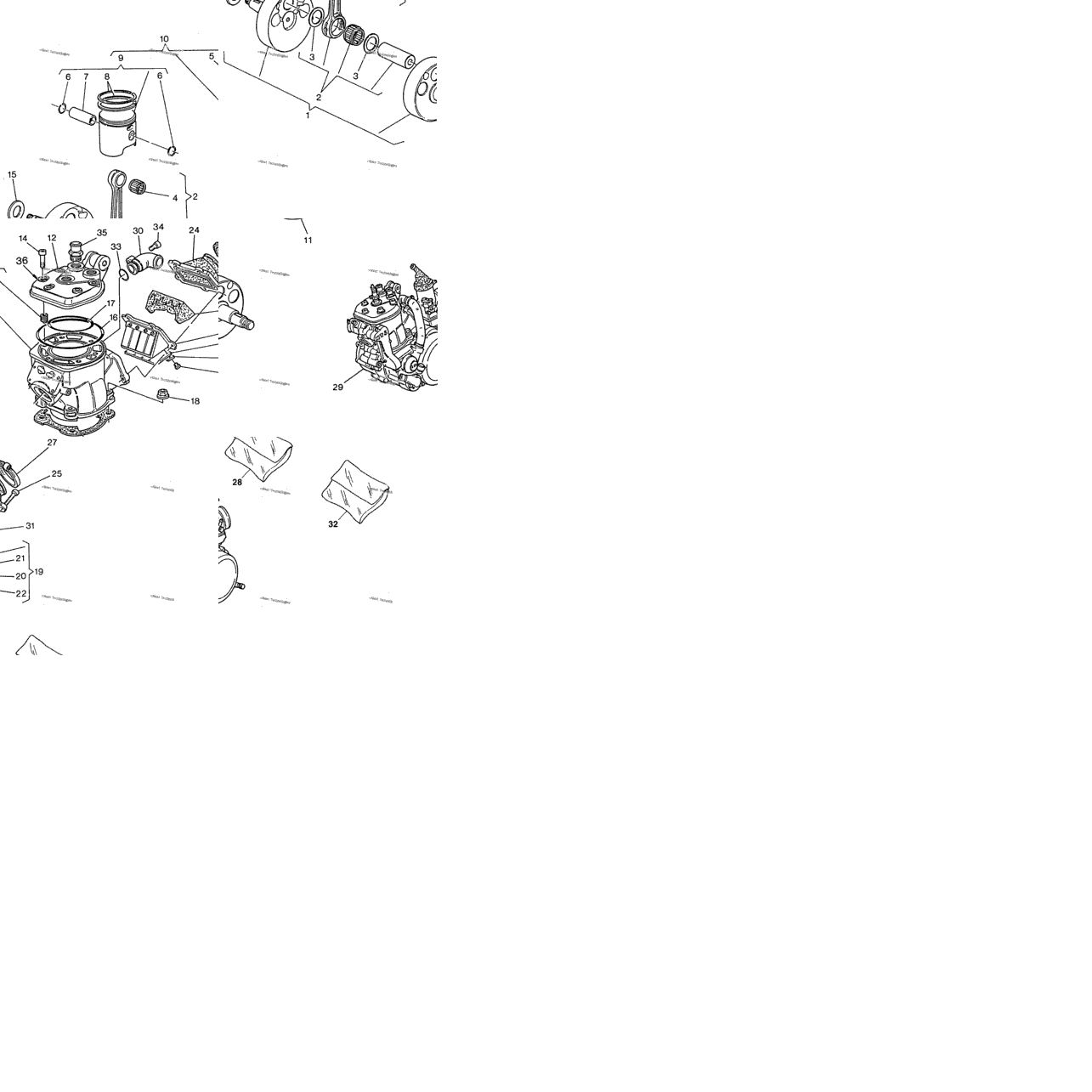 Cylinder Head, Cylinder, Piston, Crankshaft
