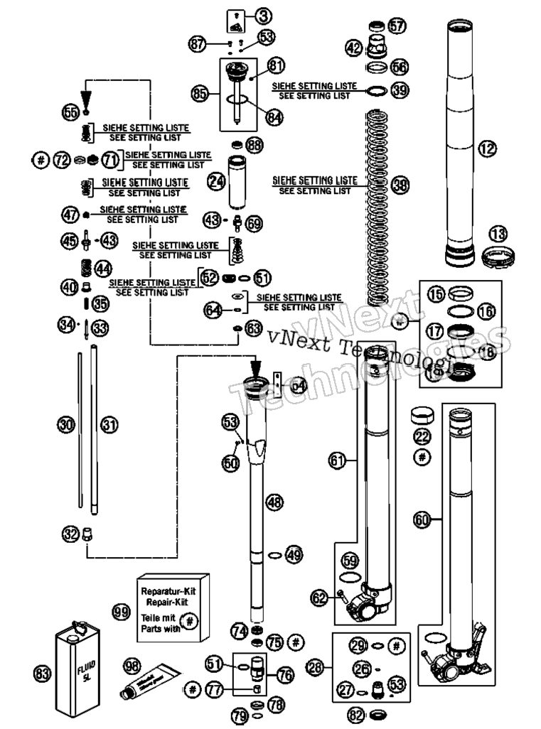 Front Fork, Disassembled