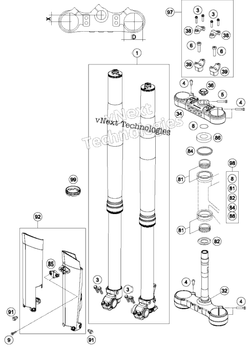 Front Fork, Triple Clamp