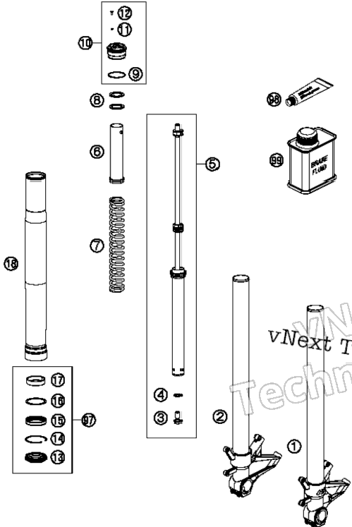 Front Fork, Disassembled