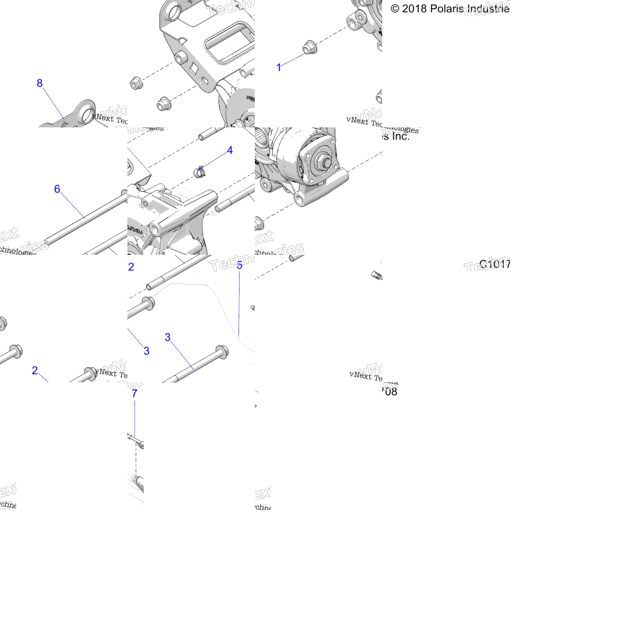 Drive Train, Gearcase Mounting, Rear