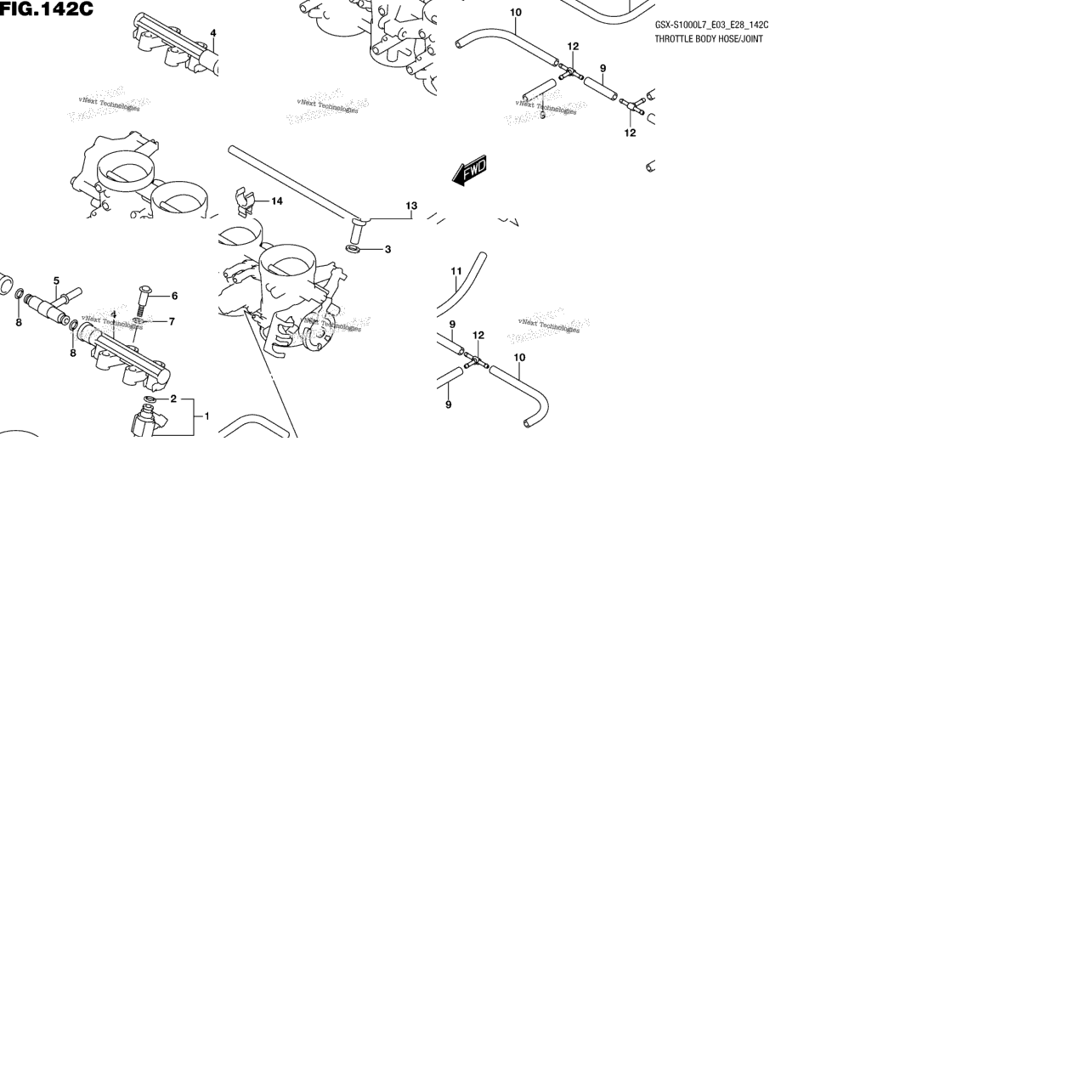 Throttle Body Hose/Joint (Gsx-S1000al7 E28)