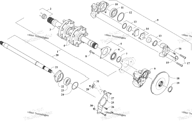 Drive Train Shafts And Brake Assemblies