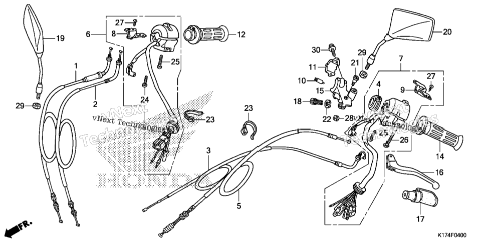 Handle Lever + Switch + Cable