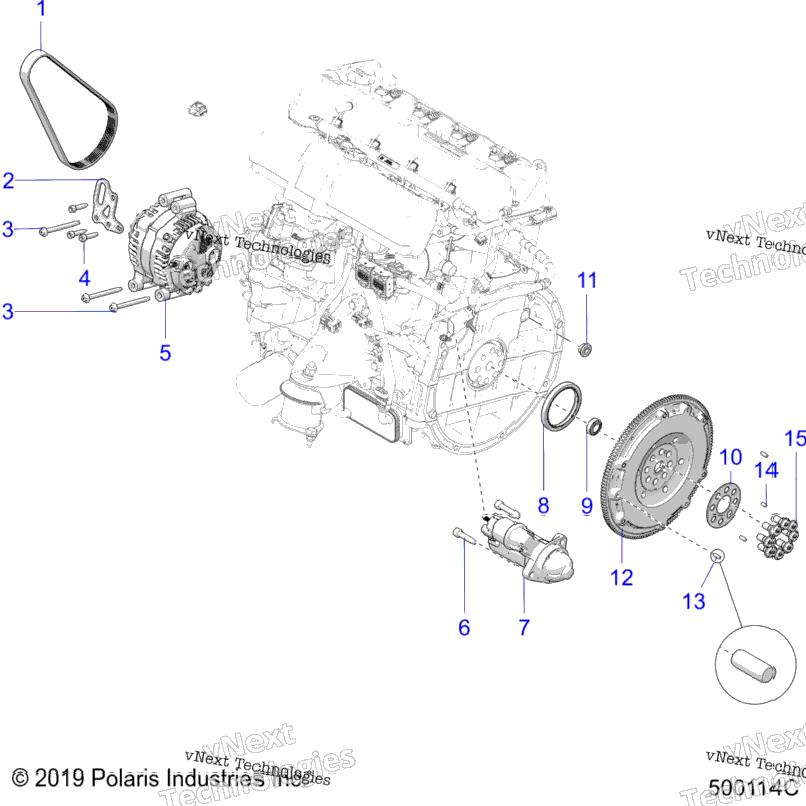 Engine, Alternator, Flywheel, & Starter